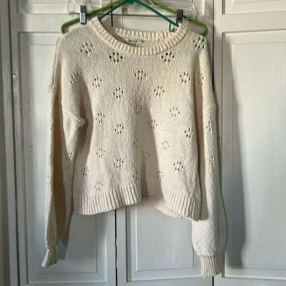 Madewell Cropped Eyelet Knit Sweater - Size S - Picture 1 of 8